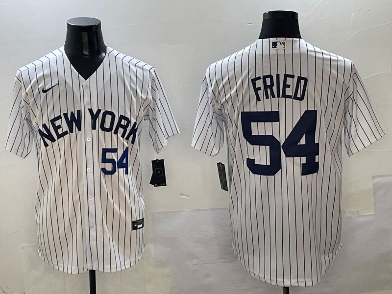 Men New York Yankees #54 Fried White Stripe Game Nike 2025 MLB Jersey style 11->new york yankees->MLB Jersey